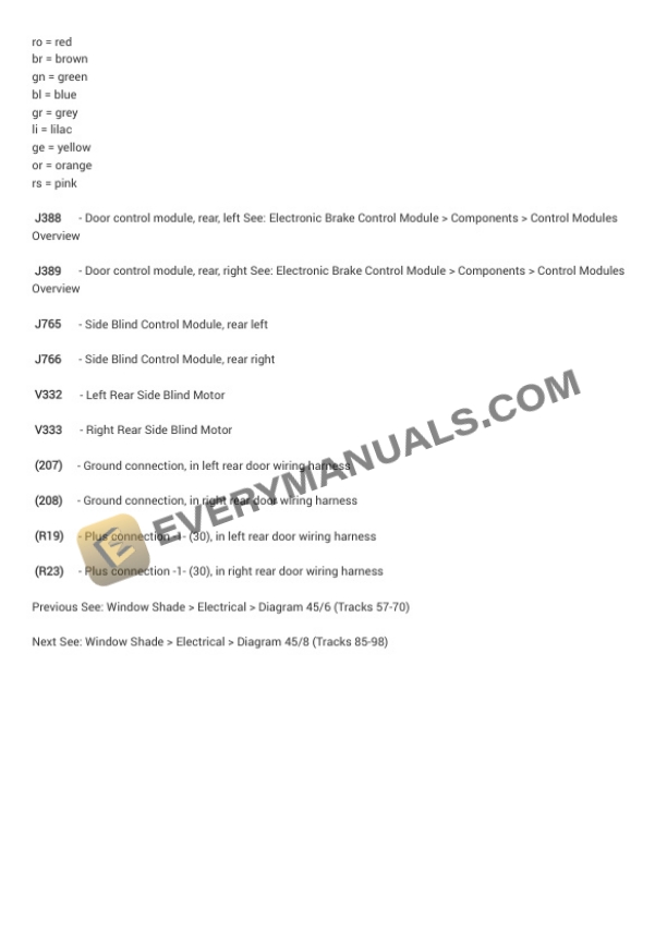 Audi A8L Quattro Sedan (4E8) 2005 Electrical Diagrams V8-4.2L (BFM) 7 Audi A8L Quattro Sedan (4E8) 2005 Electrical Diagrams V8-4.2L (BFM) - Image 5