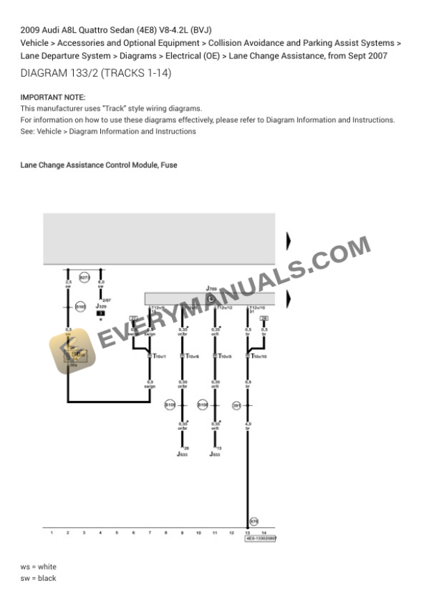 Audi A8L Quattro Sedan (4E8) 2009 Electrical Diagrams V8-4.2L (BVJ) 6 Audi A8L Quattro Sedan (4E8) 2009 Electrical Diagrams V8-4.2L (BVJ) - Image 4