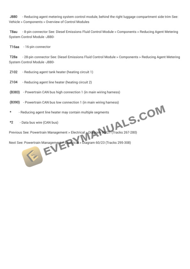 Audi A8L Quattro Sedan (4H8) 2015 Electrical Diagrams V6-3.0L DSL Turbo (CPNB) 6 Audi A8L Quattro Sedan (4H8) 2015 Electrical Diagrams V6-3.0L DSL Turbo (CPNB) - Image 4