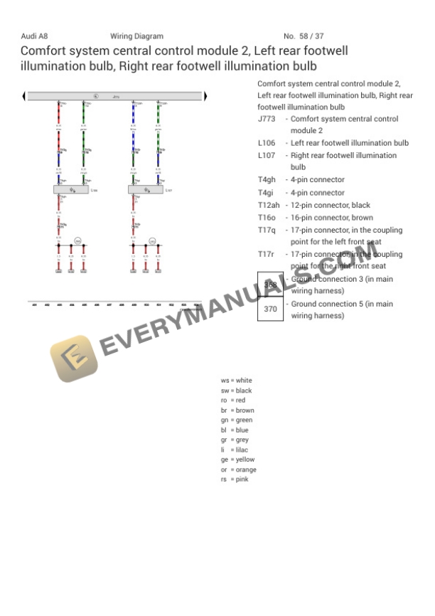 Audi A8L Quattro Sedan (4HL) 2016 Electrical Diagrams V8-4.0L Turbo (CTGF) 4 Audi A8L Quattro Sedan (4HL) 2016 Electrical Diagrams V8-4.0L Turbo (CTGF) - Image 2