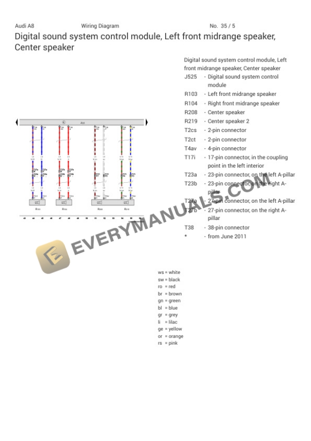 Audi A8L Quattro Sedan (4HL) 2016 Electrical Diagrams V8-4.0L Turbo (CTGF) 6 Audi A8L Quattro Sedan (4HL) 2016 Electrical Diagrams V8-4.0L Turbo (CTGF) - Image 4