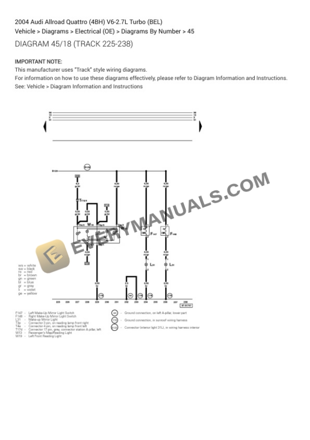 Audi Allroad Quattro (4BH) 2004 Electrical Diagrams V6-2.7L Turbo (BEL) 5 Audi Allroad Quattro (4BH) 2004 Electrical Diagrams V6-2.7L Turbo (BEL) - Image 3