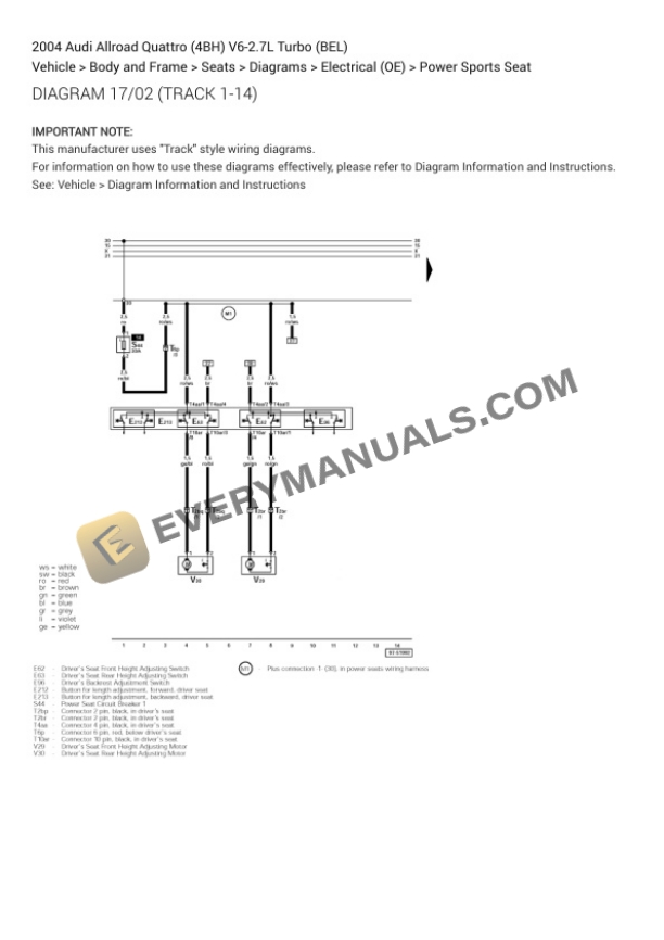 Audi Allroad Quattro (4BH) 2004 Electrical Diagrams V6-2.7L Turbo (BEL) 6 Audi Allroad Quattro (4BH) 2004 Electrical Diagrams V6-2.7L Turbo (BEL) - Image 4