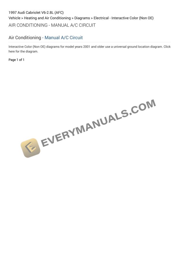 Audi Cabriolet 1997 Electrical Diagrams V6-2.8L (AFC)