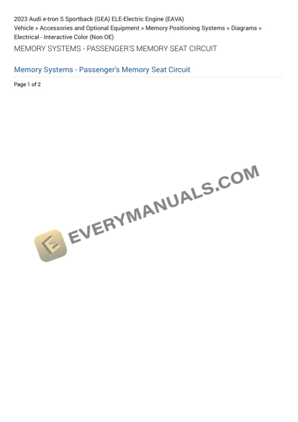 Audi e-tron S Sportback (GEA) 2023 Electrical Diagrams ELE-Electric Engine (EAVA) 4 Audi e-tron S Sportback (GEA) 2023 Electrical Diagrams ELE-Electric Engine (EAVA) - Image 2