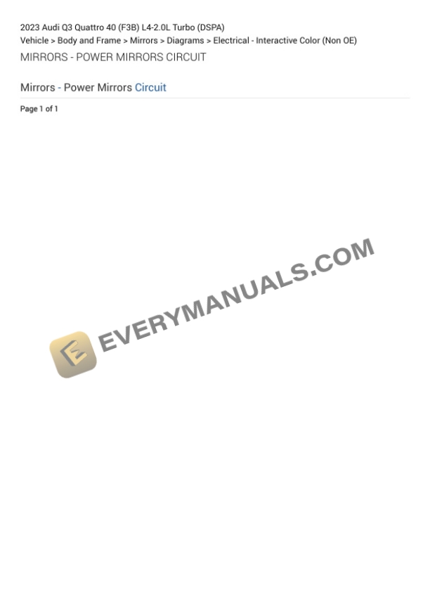 Audi Q3 Quattro 40 (F3B) 2023 Electrical Diagrams L4-2.0L Turbo (DSPA) 4 Audi Q3 Quattro 40 (F3B) 2023 Electrical Diagrams L4-2.0L Turbo (DSPA) - Image 2