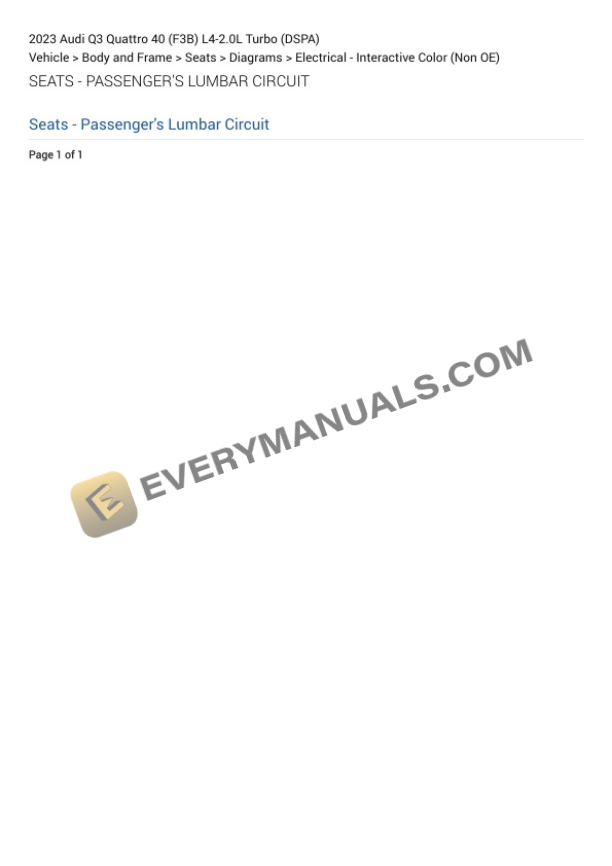 Audi Q3 Quattro 40 (F3B) 2023 Electrical Diagrams L4-2.0L Turbo (DSPA) 6 Audi Q3 Quattro 40 (F3B) 2023 Electrical Diagrams L4-2.0L Turbo (DSPA) - Image 4