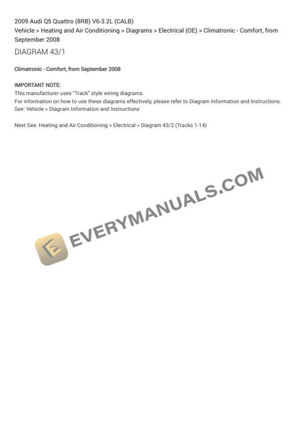 Audi Q5 Quattro (8RB) 2009 Electrical Diagrams V6-3.2L (CALB) 5 Audi Q5 Quattro (8RB) 2009 Electrical Diagrams V6-3.2L (CALB) - Image 3