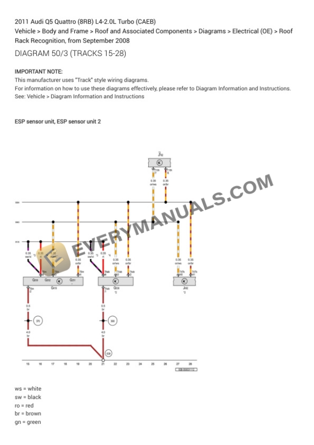 Audi Q5 Quattro (8RB) 2011 Electrical Diagrams L4-2.0L Turbo (CAEB) 5 Audi Q5 Quattro (8RB) 2011 Electrical Diagrams L4-2.0L Turbo (CAEB) - Image 3