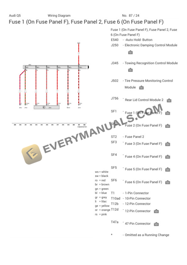 Audi Q5 Quattro (8RB) 2013 Electrical Diagrams L4-2.0L Turbo (CPMA) Flex Fuel 5 Audi Q5 Quattro (8RB) 2013 Electrical Diagrams L4-2.0L Turbo (CPMA) Flex Fuel - Image 3