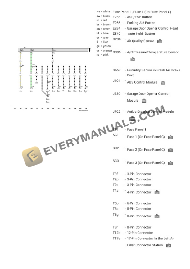 Audi Q5 Quattro (8RB) 2015 Electrical Diagrams V6-3.0L SC (CTUC) 5 Audi Q5 Quattro (8RB) 2015 Electrical Diagrams V6-3.0L SC (CTUC) - Image 3
