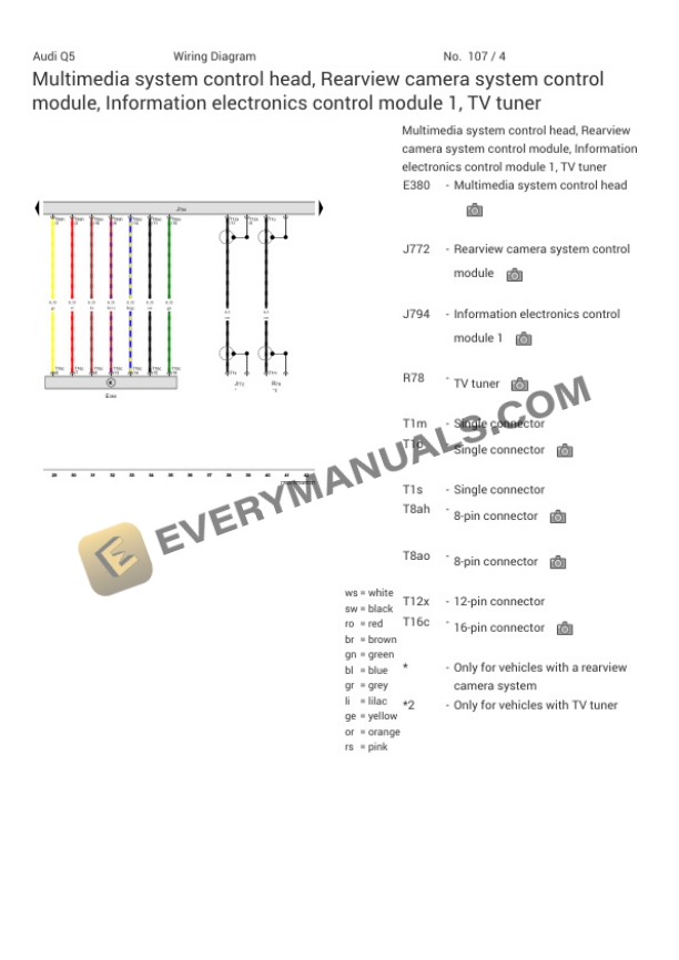 Audi Q5 Quattro (8RB) 2016 Electrical Diagrams V6-3.0L DSL Turbo (CPNB) 7 Audi Q5 Quattro (8RB) 2016 Electrical Diagrams V6-3.0L DSL Turbo (CPNB) - Image 5