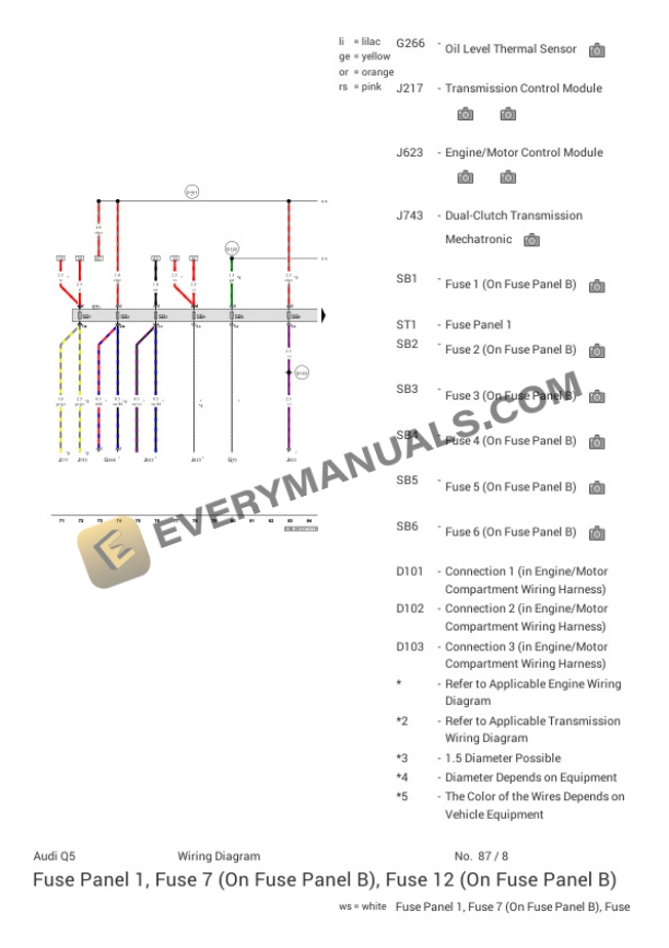 Audi Q5 Quattro (8RB) 2017 Electrical Diagrams V6-3.0L SC (CTUC) 5 Audi Q5 Quattro (8RB) 2017 Electrical Diagrams V6-3.0L SC (CTUC) - Image 3