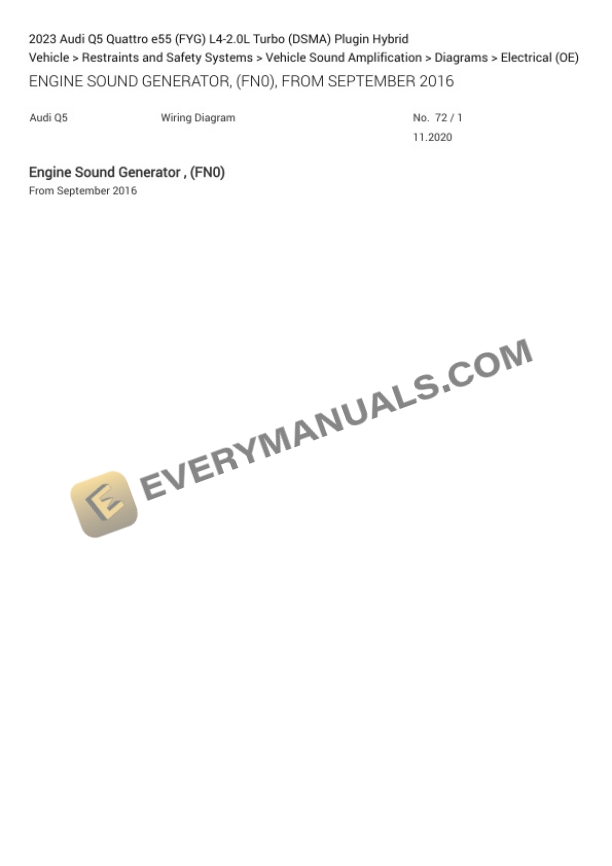 Audi Q5 Quattro e55 (FYG) 2023 Electrical Diagrams L4-2.0L Turbo (DSMA) Plugin Hybrid 5 Audi Q5 Quattro e55 (FYG) 2023 Electrical Diagrams L4-2.0L Turbo (DSMA) Plugin Hybrid - Image 3
