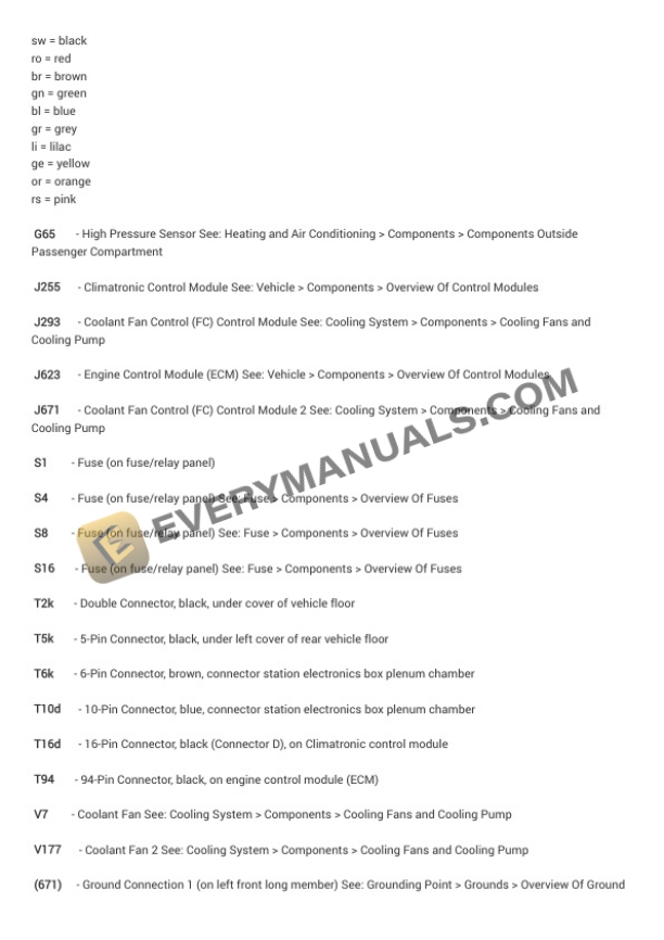 Audi Q7 Quattro (4LB) 2010 Electrical Diagrams V6-3.6L (BHK) 5 Audi Q7 Quattro (4LB) 2010 Electrical Diagrams V6-3.6L (BHK) - Image 3