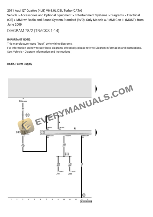 Audi Q7 Quattro (4LB) 2011 Electrical Diagrams V6-3.0L DSL Turbo (CATA) 7 Audi Q7 Quattro (4LB) 2011 Electrical Diagrams V6-3.0L DSL Turbo (CATA) - Image 5