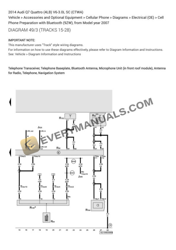 Audi Q7 Quattro (4LB) 2014 Electrical Diagrams V6-3.0L SC (CTWA) 4 Audi Q7 Quattro (4LB) 2014 Electrical Diagrams V6-3.0L SC (CTWA) - Image 2