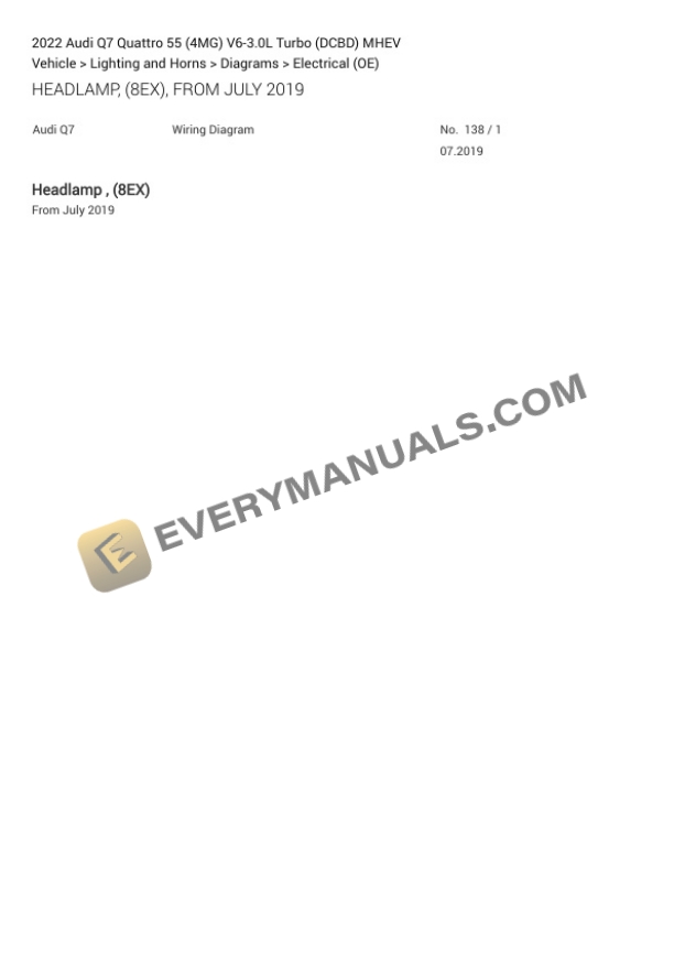 Audi Q7 Quattro 55 (4MG) 2022 Electrical Diagrams V6-3.0L Turbo (DCBD) MHEV 5 Audi Q7 Quattro 55 (4MG) 2022 Electrical Diagrams V6-3.0L Turbo (DCBD) MHEV - Image 3