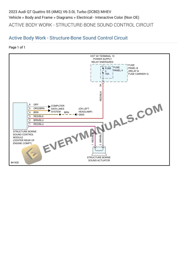 Audi Q7 Quattro 55 (4MG) 2023 Electrical Diagrams V6-3.0L Turbo (DCBD) MHEV