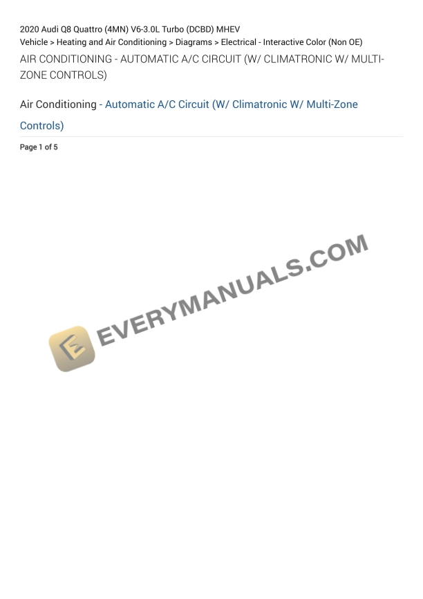 Audi Q8 Quattro (4MN) 2020 Electrical Diagrams V6-3.0L Turbo (DCBD) MHEV