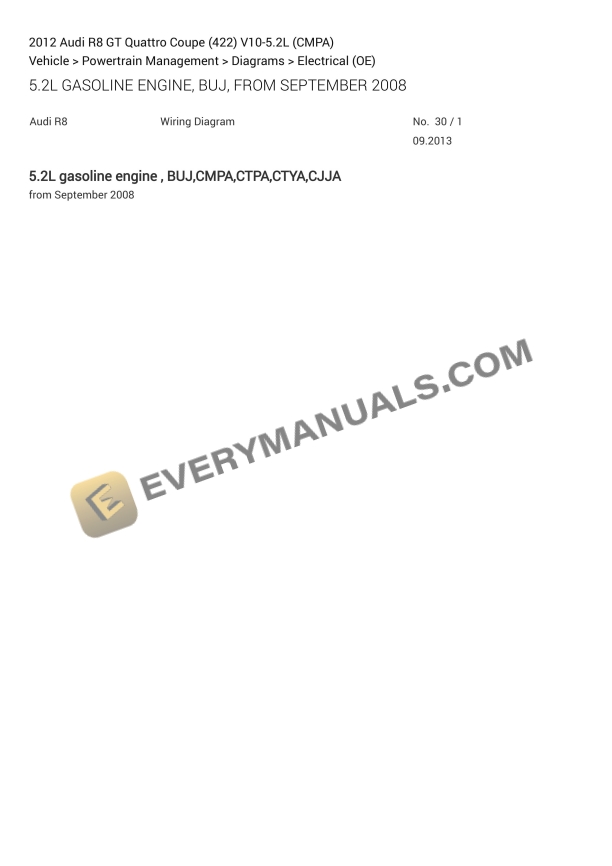 audi r8 gt quattro coupe 422 2012 electrical diagrams v10 52l cmpa 1