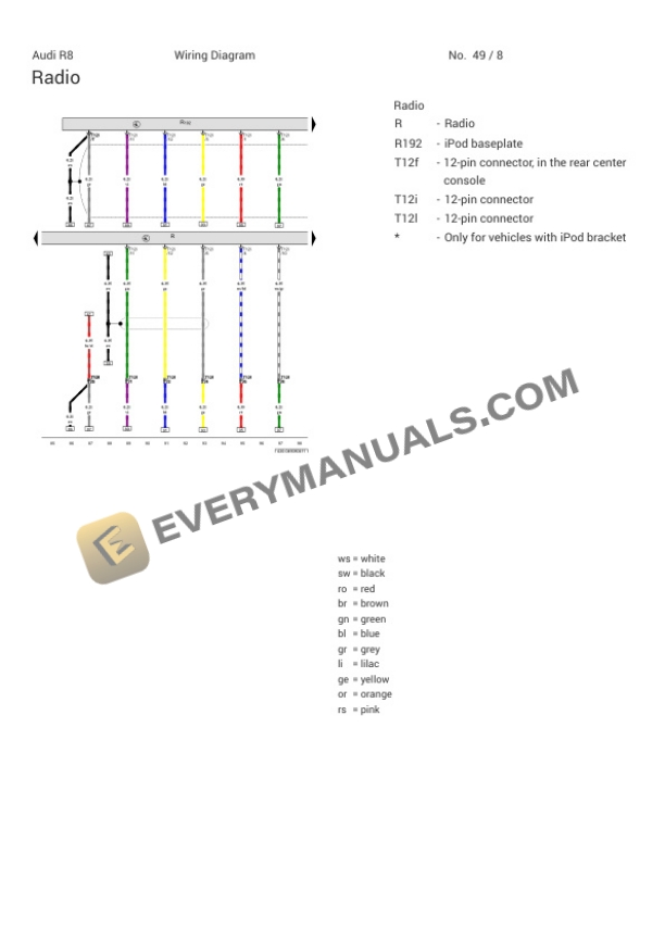 Audi R8 Quattro Convertible (429) 2012 Electrical Diagrams V8-4.2L (CNDA) 5 Audi R8 Quattro Convertible (429) 2012 Electrical Diagrams V8-4.2L (CNDA) - Image 3