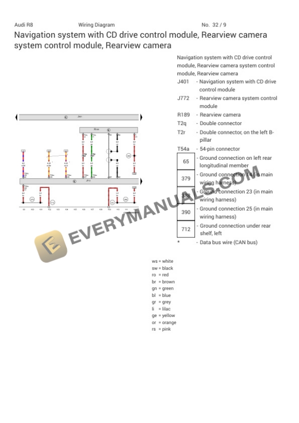 Audi R8 Quattro Coupe (423) 2012 Electrical Diagrams V10-5.2L (BUJ) 4 Audi R8 Quattro Coupe (423) 2012 Electrical Diagrams V10-5.2L (BUJ) - Image 2