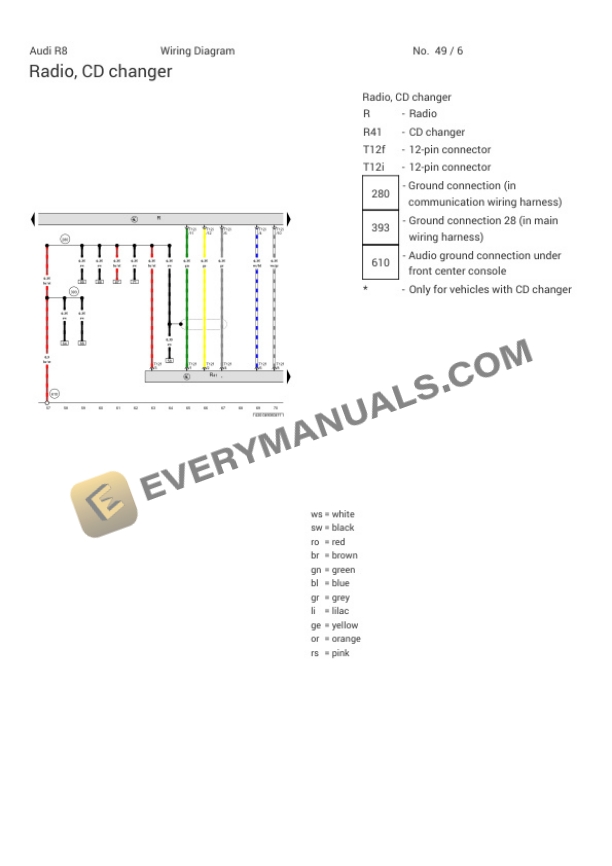Audi R8 Quattro Coupe (423) 2012 Electrical Diagrams V10-5.2L (BUJ) 5 Audi R8 Quattro Coupe (423) 2012 Electrical Diagrams V10-5.2L (BUJ) - Image 3