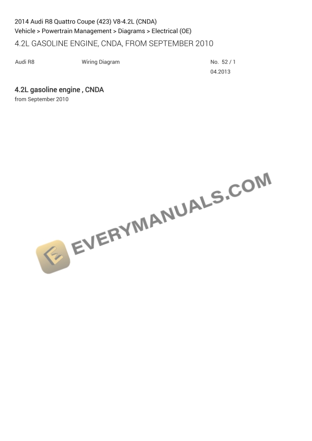 audi r8 quattro coupe 423 2014 electrical diagrams v8 42l cnda 1