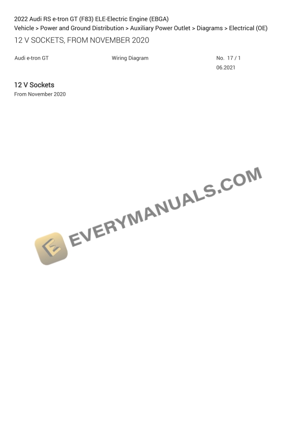 Audi RS e-tron GT (F83) 2022 Electrical Diagrams ELE-Electric Engine (EBGA)