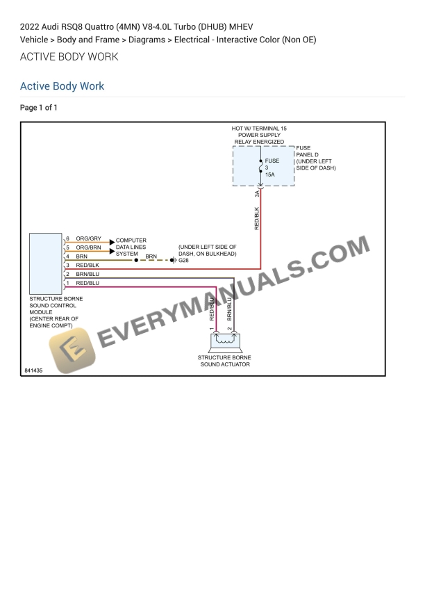 Audi RSQ8 Quattro (4MN) 2022 Electrical Diagrams V8-4.0L Turbo (DHUB) MHEV