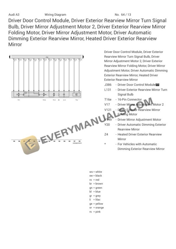Audi S3 Quattro Sedan (8VM) 2017 Electrical Diagrams L4-2.0L Turbo (CYFB) 5 Audi S3 Quattro Sedan (8VM) 2017 Electrical Diagrams L4-2.0L Turbo (CYFB) - Image 3