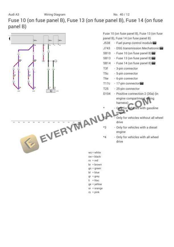 Audi S3 Quattro Sedan (8VM) 2017 Electrical Diagrams L4-2.0L Turbo (CYFB) 7 Audi S3 Quattro Sedan (8VM) 2017 Electrical Diagrams L4-2.0L Turbo (CYFB) - Image 5