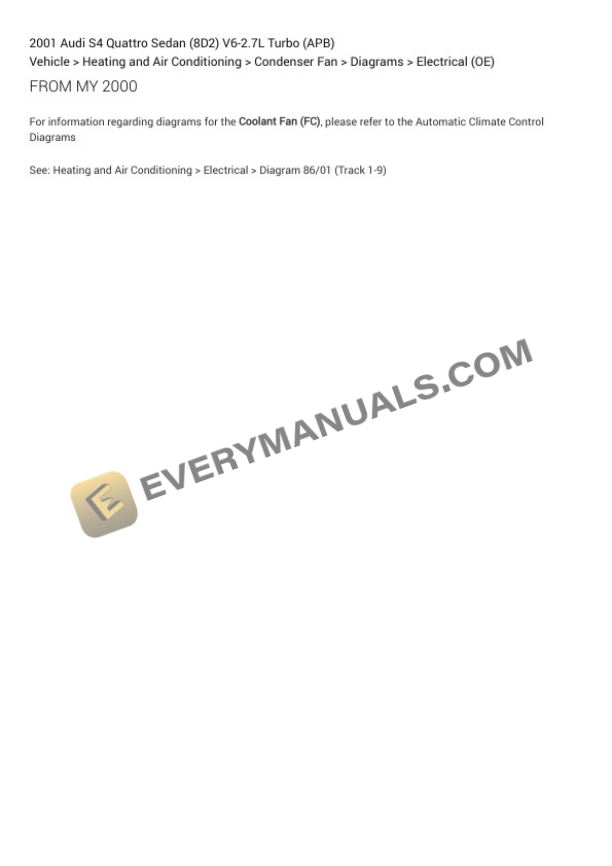Audi S4 Quattro Sedan (8D2) 2001 Electrical Diagrams V6-2.7L Turbo (APB) 6 Audi S4 Quattro Sedan (8D2) 2001 Electrical Diagrams V6-2.7L Turbo (APB) - Image 4