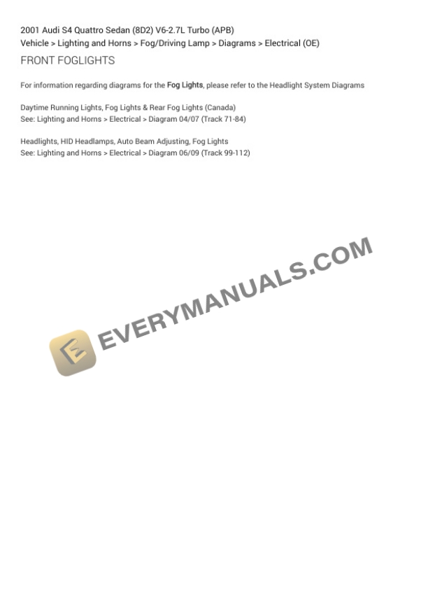 Audi S4 Quattro Sedan (8D2) 2001 Electrical Diagrams V6-2.7L Turbo (APB) 7 Audi S4 Quattro Sedan (8D2) 2001 Electrical Diagrams V6-2.7L Turbo (APB) - Image 5