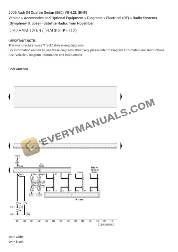 Audi S4 Quattro Sedan (8EC) 2006 Electrical Diagrams V8-4.2L (BHF) 4 Audi S4 Quattro Sedan (8EC) 2006 Electrical Diagrams V8-4.2L (BHF) - Image 2