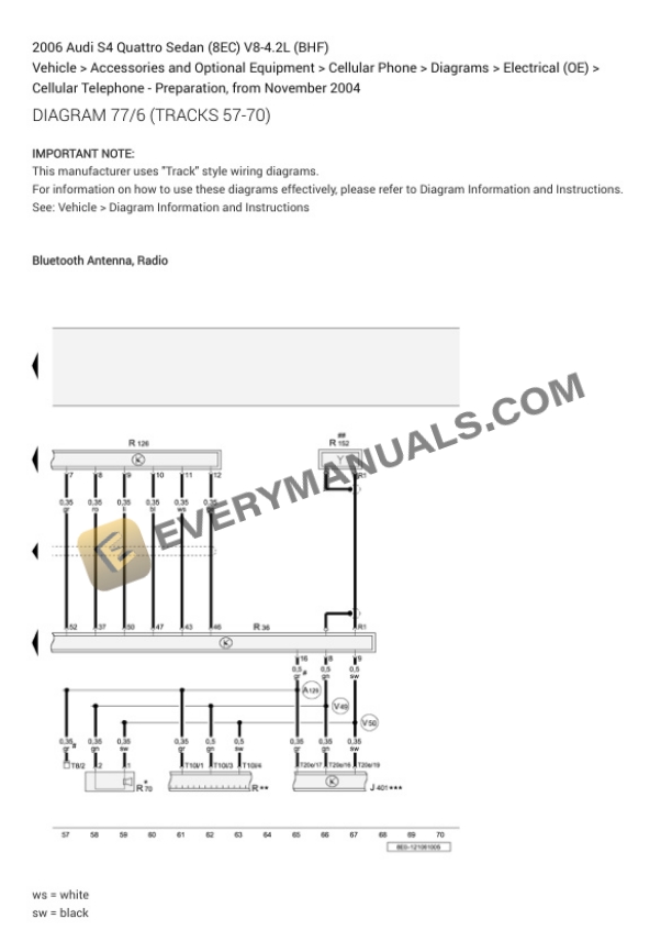 Audi S4 Quattro Sedan (8EC) 2006 Electrical Diagrams V8-4.2L (BHF) 7 Audi S4 Quattro Sedan (8EC) 2006 Electrical Diagrams V8-4.2L (BHF) - Image 5