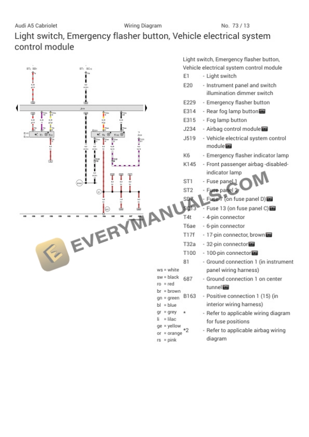 Audi S5 Quattro Cabriolet (8F7) 2016 Electrical Diagrams V6-3.0L SC (CTUB) 4 Audi S5 Quattro Cabriolet (8F7) 2016 Electrical Diagrams V6-3.0L SC (CTUB) - Image 2
