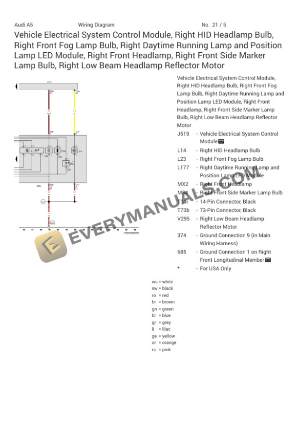 Audi S5 Quattro Cabriolet (F57) 2019 Electrical Diagrams V6-3.0L Turbo (CWGD) 7 Audi S5 Quattro Cabriolet (F57) 2019 Electrical Diagrams V6-3.0L Turbo (CWGD) - Image 5