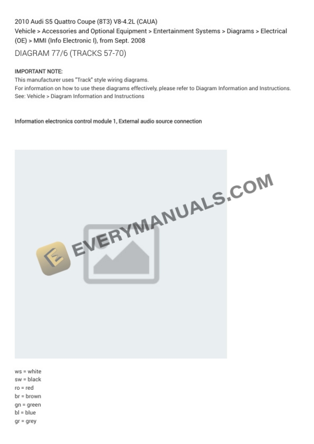 Audi S5 Quattro Coupe (8T3) 2010 Electrical Diagrams V8-4.2L (CAUA) 6 Audi S5 Quattro Coupe (8T3) 2010 Electrical Diagrams V8-4.2L (CAUA) - Image 4