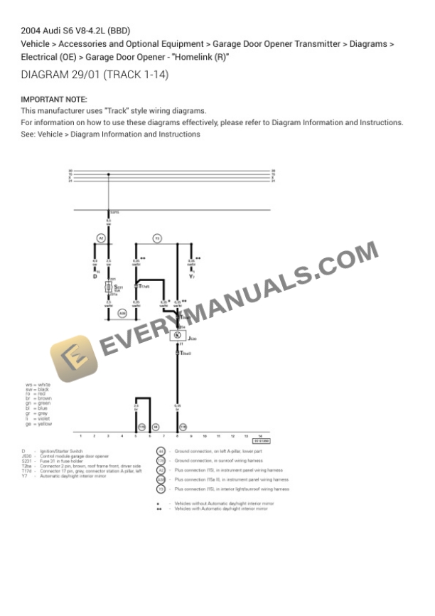 Audi S6 2004 Electrical Diagrams V8-4.2L (BBD) 4 Audi S6 2004 Electrical Diagrams V8-4.2L (BBD) - Image 2