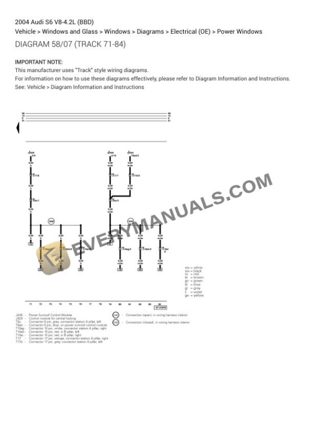 Audi S6 2004 Electrical Diagrams V8-4.2L (BBD) 6 Audi S6 2004 Electrical Diagrams V8-4.2L (BBD) - Image 4