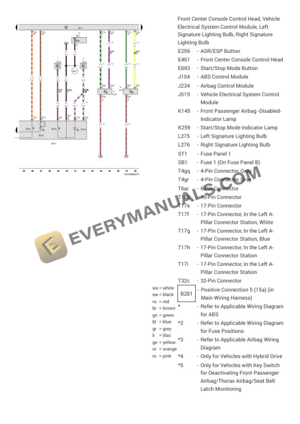 Audi S6 Quattro Sedan (4GC) 2018 Electrical Diagrams V8-4.0L Turbo (CTGE) 6 Audi S6 Quattro Sedan (4GC) 2018 Electrical Diagrams V8-4.0L Turbo (CTGE) - Image 4