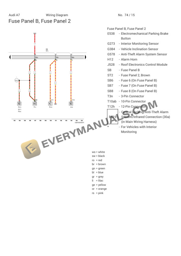 Audi S7 Quattro Sportback (4GF) 2017 Electrical Diagrams V8-4.0L Turbo (CTGE) 4 Audi S7 Quattro Sportback (4GF) 2017 Electrical Diagrams V8-4.0L Turbo (CTGE) - Image 2