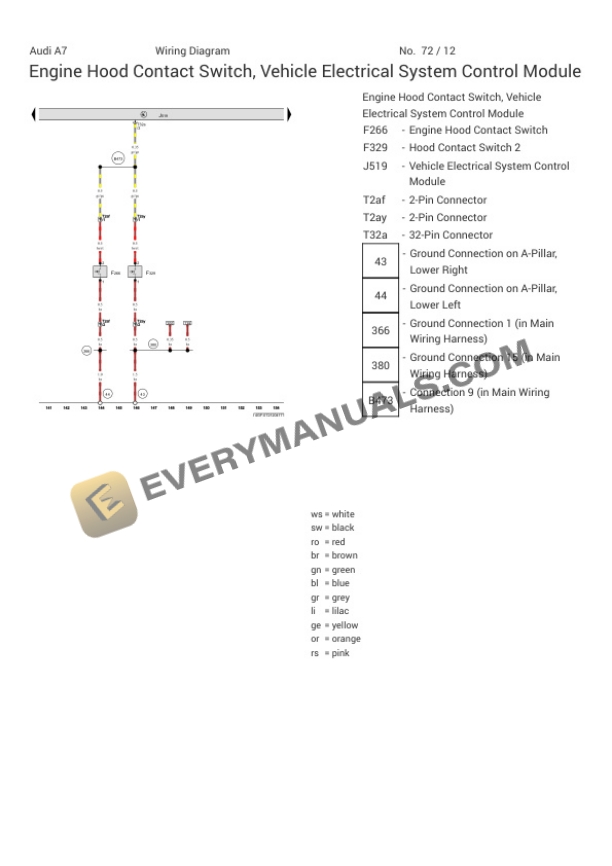 Audi S7 Quattro Sportback (4GF) 2017 Electrical Diagrams V8-4.0L Turbo (CTGE) 5 Audi S7 Quattro Sportback (4GF) 2017 Electrical Diagrams V8-4.0L Turbo (CTGE) - Image 3