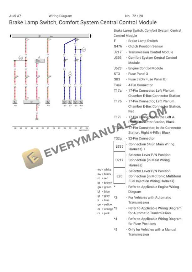 Audi S7 Quattro Sportback (4GF) 2017 Electrical Diagrams V8-4.0L Turbo (CTGE) 7 Audi S7 Quattro Sportback (4GF) 2017 Electrical Diagrams V8-4.0L Turbo (CTGE) - Image 5