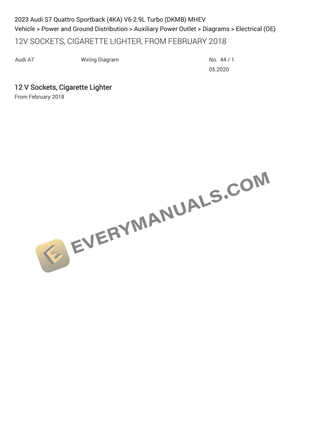 Audi S7 Quattro Sportback (4KA) 2023 Electrical Diagrams V6-2.9L Turbo (DKMB) MHEV
