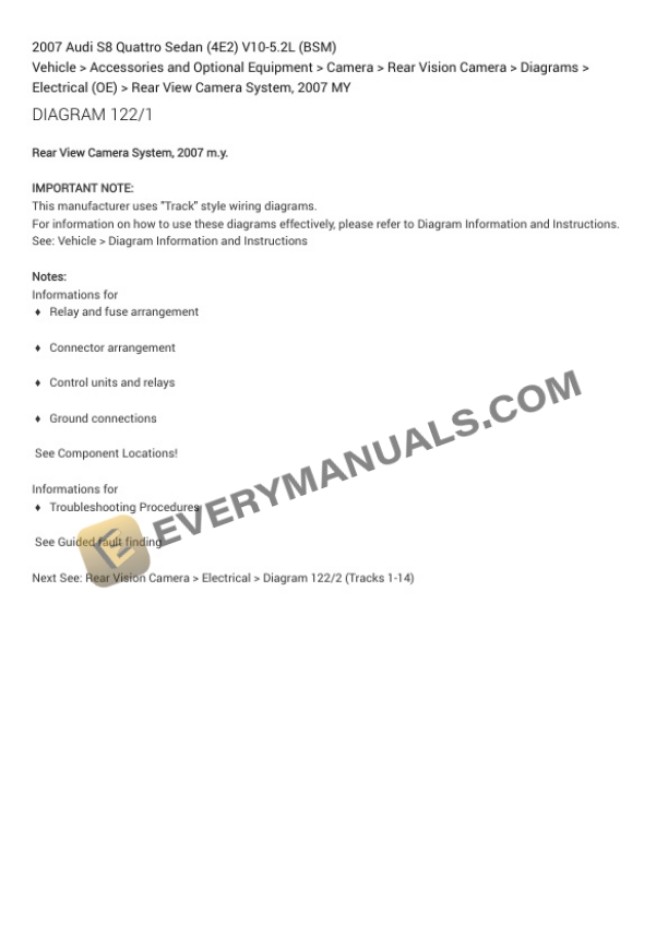 Audi S8 Quattro Sedan (4E2) 2007 Electrical Diagrams V10-5.2L (BSM) 7 Audi S8 Quattro Sedan (4E2) 2007 Electrical Diagrams V10-5.2L (BSM) - Image 5
