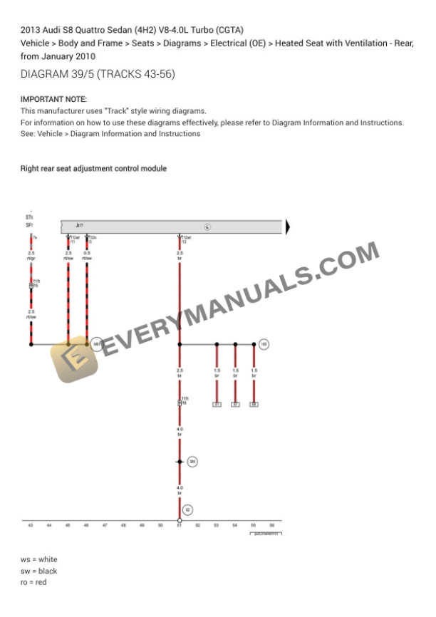 Audi S8 Quattro Sedan (4H2) 2013 Electrical Diagrams V8-4.0L Turbo (CGTA) 4 Audi S8 Quattro Sedan (4H2) 2013 Electrical Diagrams V8-4.0L Turbo (CGTA) - Image 2