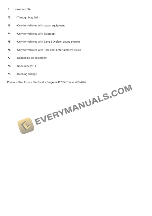 Audi S8 Quattro Sedan (4H2) 2013 Electrical Diagrams V8-4.0L Turbo (CGTA) 5 Audi S8 Quattro Sedan (4H2) 2013 Electrical Diagrams V8-4.0L Turbo (CGTA) - Image 3